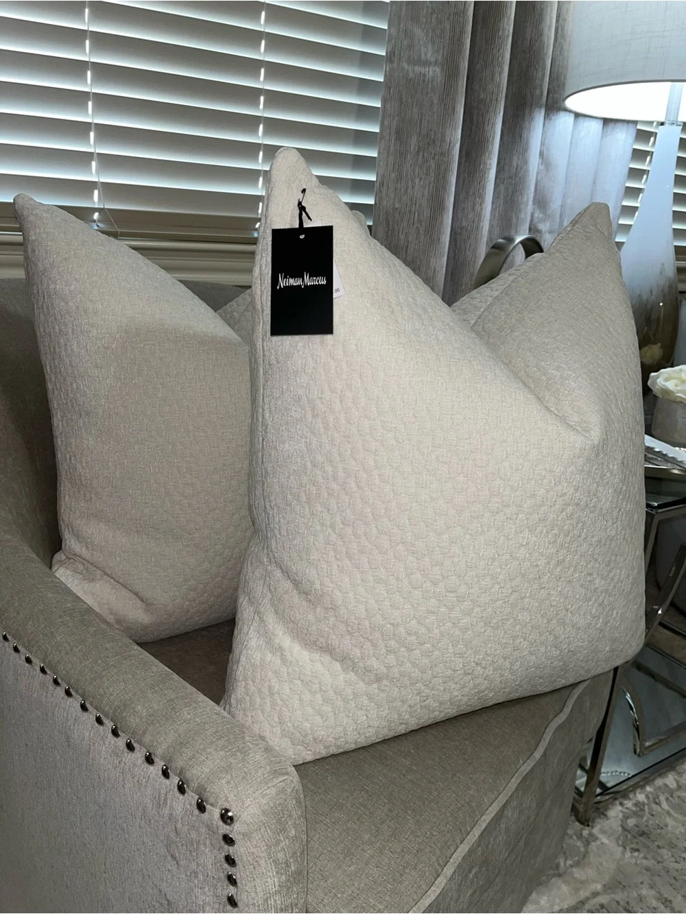 1-NWT NEIMAN MARCUS TEXTURE VELVET DESIGN DECORATIVE PILLOW (NH6200)